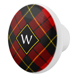 Bouton De Porte En Céramique Clan Wallace Tartan Ceramic Knob