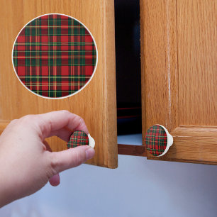 Bouton De Porte En Céramique Classic Holiday Plaid