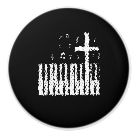 Bouton De Porte En Céramique Classique chrétien de roche de piano de bande (Devant)