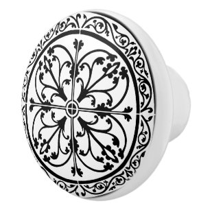 Bouton De Porte En Céramique Classique Classique Style Abstrait Noir & Blanc
