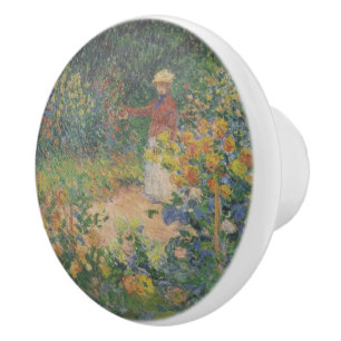 Bouton De Porte En Céramique Claude Monet 1895 Vintage dans le jardin