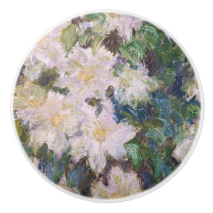 Bouton De Porte En Céramique Claude Monet - Clematis blanc