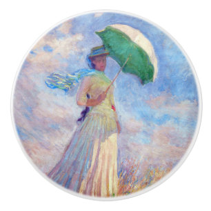 Bouton De Porte En Céramique Claude Monet - Femme avec un parasol face à droite