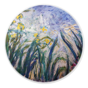 Bouton De Porte En Céramique Claude Monet - Iris jaunes et violets