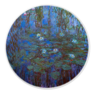 Bouton De Porte En Céramique Claude Monet - Lys d'Eau Bleue