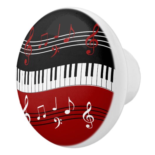 Bouton De Porte En Céramique Clés et notes blanches noires rouges élégantes de (Droite)