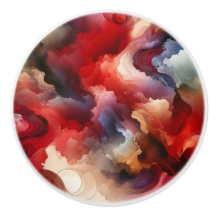Bouton De Porte En Céramique Cloud d'aquarelle Abstraite de Garnet Red Smokey
