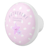 Bouton De Porte En Céramique Cloud Stars Bébé Pastel Rose (Droite)