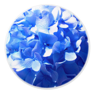 Bouton De Porte En Céramique Cobalt bleu floral élégant bleu hydrangées