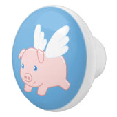 Bouton De Porte En Céramique Cochon volant - Cochon mignon avec ailes (Droite)