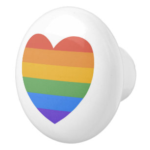 Bouton De Porte En Céramique Coeur arc-en-ciel