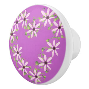 Bouton De Porte En Céramique Coeur floral