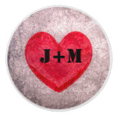 Bouton De Porte En Céramique Coeur monogramme en pierre (Devant)