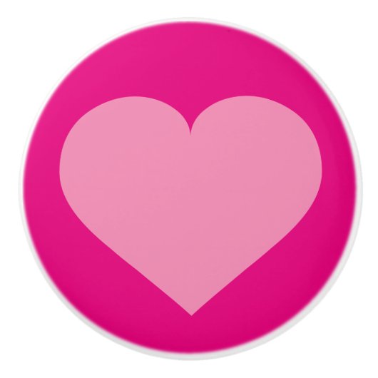 Bouton De Porte En Céramique Coeur rose sur rose (Devant)
