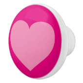 Bouton De Porte En Céramique Coeur rose sur rose (Droite)
