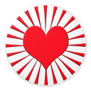 Bouton De Porte En Céramique Coeur rouge