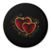 Bouton De Porte En Céramique Coeurs (Devant)