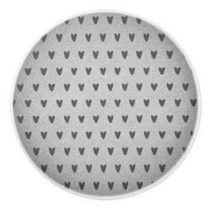 Bouton De Porte En Céramique Cœurs Capricieux Burlap Gris Ferme Rustique