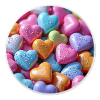 Bouton De Porte En Céramique Cœurs de bonbons colorés d'amour