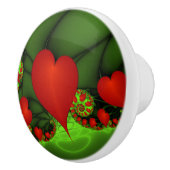 Bouton De Porte En Céramique Coeurs rouges Lime vert Moderne Art Abstrait fract (Droite)