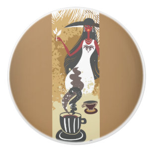 Bouton De Porte En Céramique Coffee Girl Ceramic Knob