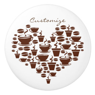 Bouton De Porte En Céramique Coffee Lover Heart Thunder_Cove
