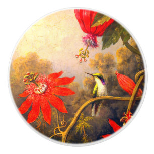 Bouton De Porte En Céramique Colibri et Passionnfleurs