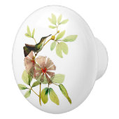 Bouton De Porte En Céramique Colibri vert gonflé par blanc (Droite)