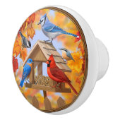 Bouton De Porte En Céramique Collecte d'oiseaux d'automne (Droite)