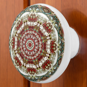 Bouton De Porte En Céramique Coloré Abstrait Géométrique Fractal Style Oriental