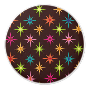 Bouton De Porte En Céramique Coloré Funky Mi-Siècle Débuts Atomique