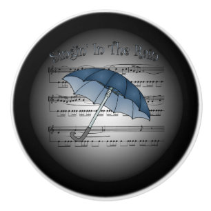 Bouton De Porte En Céramique ~ coloré Singin de parapluie' dans le ~ de musiqu