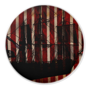 Bouton De Porte En Céramique Commode de chambre rayée grunge bateau pirate