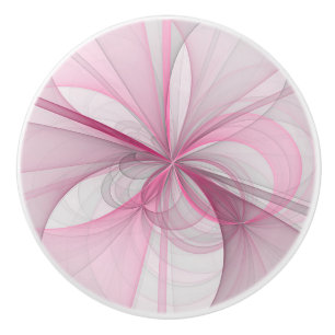 Bouton De Porte En Céramique Conception Abstraite de fractal rose pâle moderne
