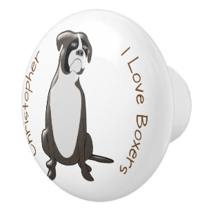 Bouton De Porte En Céramique Conception de chien de boxeur