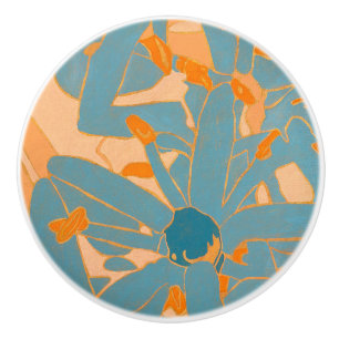 Bouton De Porte En Céramique Conception de feuille contemporaine en pêche