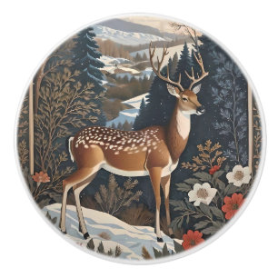 Bouton De Porte En Céramique Conception de la nature de cerf d'hiver élégant