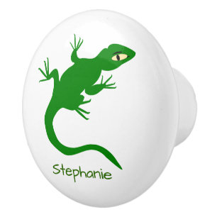 Bouton De Porte En Céramique Conception de lézard vert personnalisée