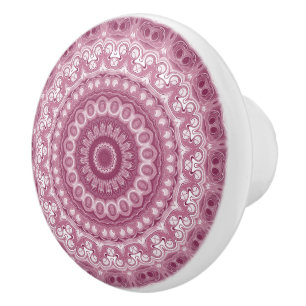 Bouton De Porte En Céramique Conception de motif mandala rose poussiéreux