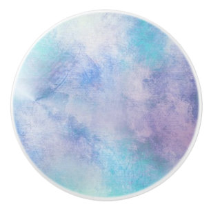 BOUTON DE PORTE EN CÉRAMIQUE CONCEPTION DE NUAGES BLEU & PURPLE SUR UN NOM CÉR