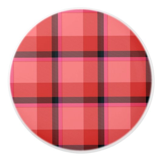 Bouton De Porte En Céramique Conception de tartan (Devant)