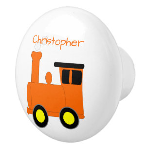 Bouton De Porte En Céramique Conception de train orange personnalisée