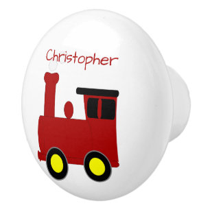 Bouton De Porte En Céramique Conception de train rouge personnalisée