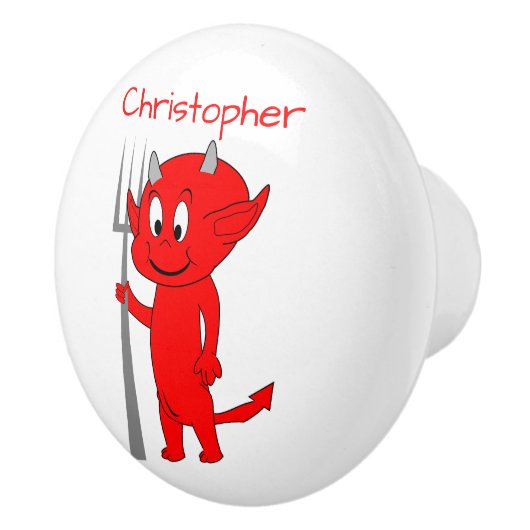 Bouton De Porte En Céramique Conception Diable Rouge Personnalisée (Droite)