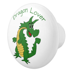 Bouton De Porte En Céramique Conception Dragon Vert Personnalisé