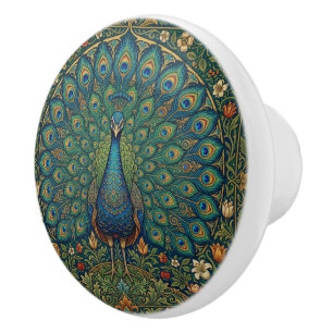 Bouton De Porte En Céramique Conception élégante de paon bohème vintage