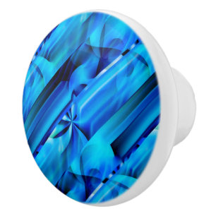 Bouton De Porte En Céramique Conception Graphique Sans Couture - bleu noir I