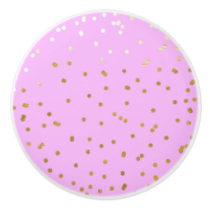 Bouton De Porte En Céramique Confettis roses et or Points de modernité Glamour