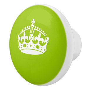 Bouton De Porte En Céramique Conserver Couronne calme sur Lime Green Personnali