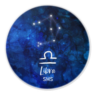 Bouton De Porte En Céramique Constellation du zodiaque de la Balance Monogramme